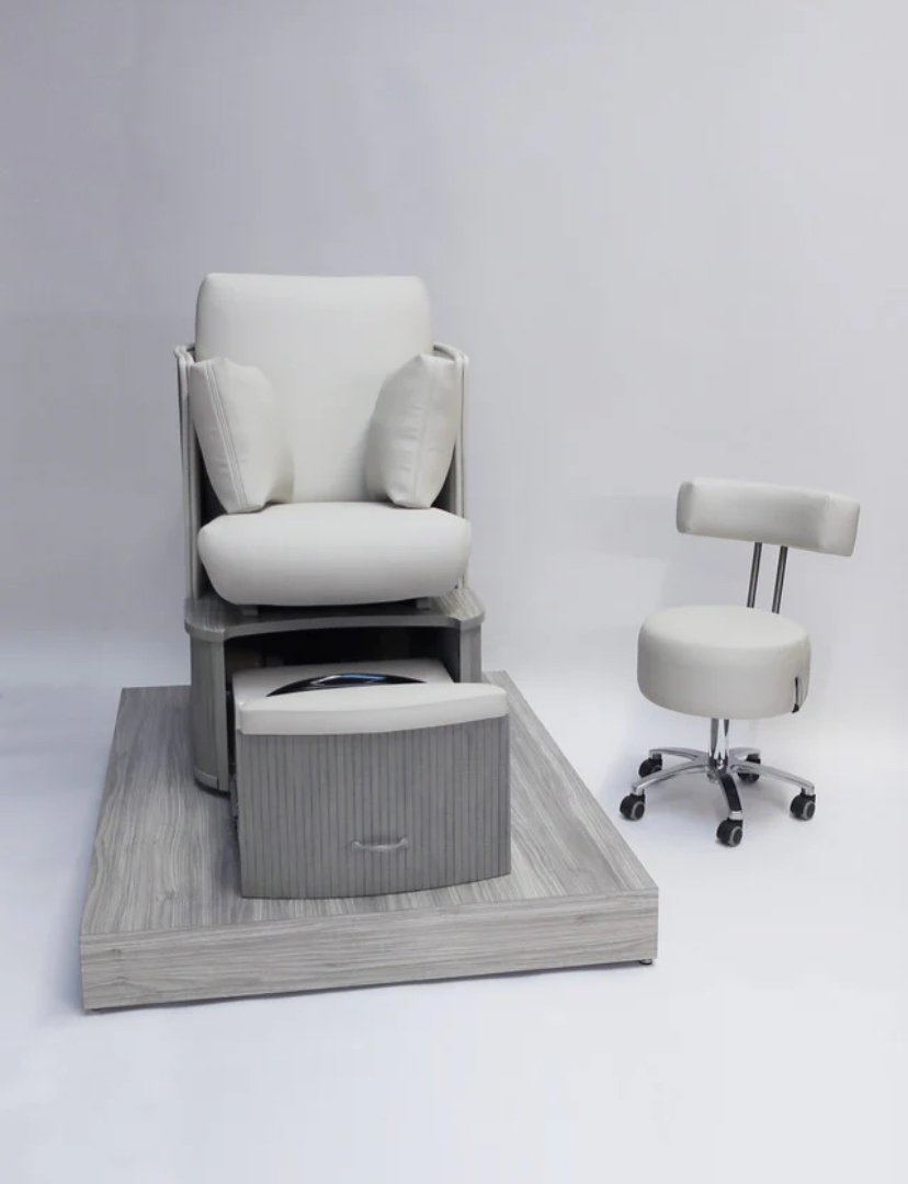 Compact No Plumbing Pedicure Spa Chair with foot basin and stool