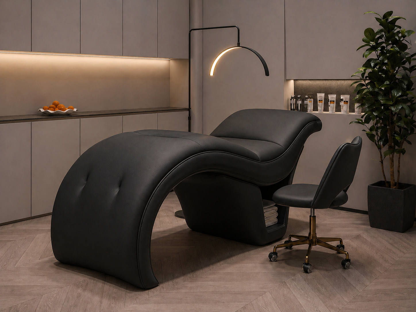 Luxury Curved Facial Bed — Onyx Edition