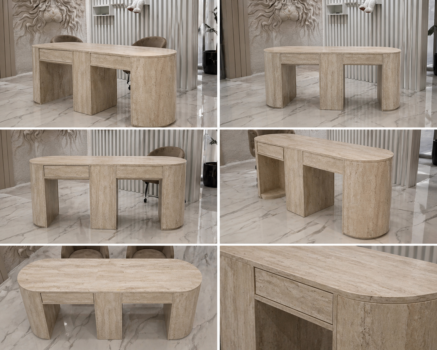 Luxe Curve Nail Table Set with Designer Chairs
