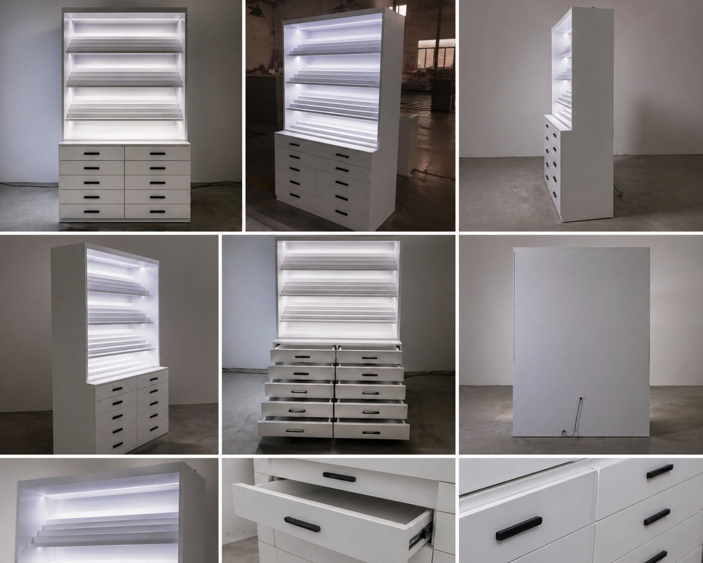 LuxeGlow Nail Polish Display Cabinet with LED lighting