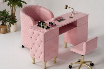 Plush Luxe Glam Station tufted nail desk