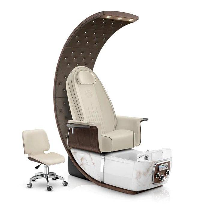 Aurelia Luxe pedicure spa chair with bronze canopy and marble basin
